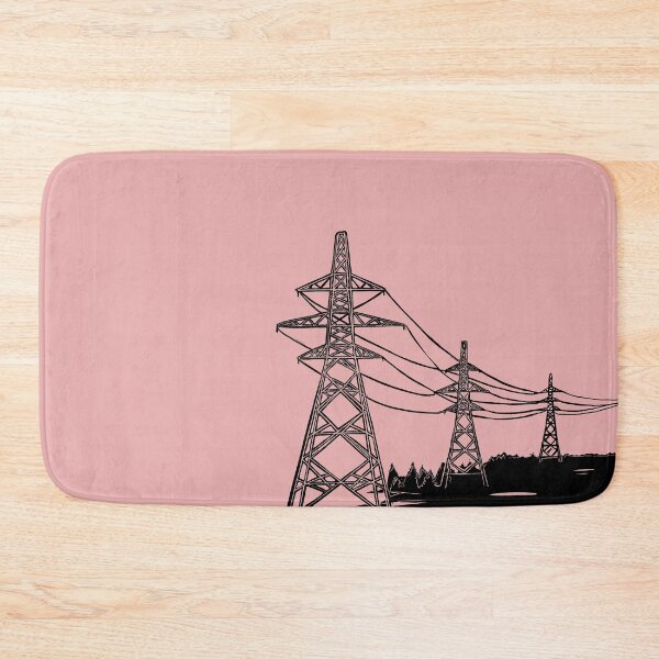Item preview, Electricity Pylons Linocut Silhouette on Pink designed and sold by Maddy Bennett.