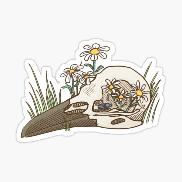 Corvid Skull Sticker