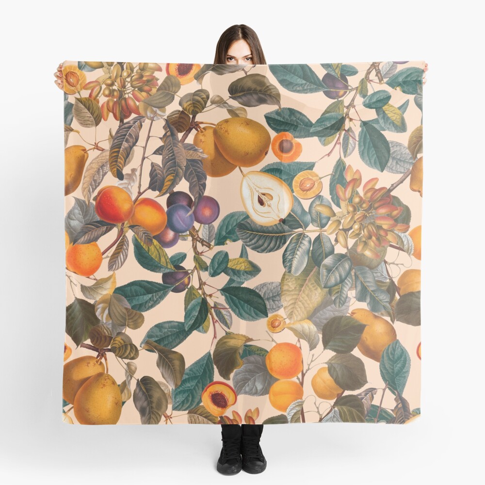 Vintage Fruit Pattern IX Scarf