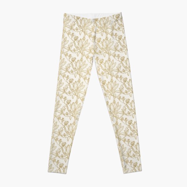 Patrón sin costuras de magnolia_Blanco Leggings