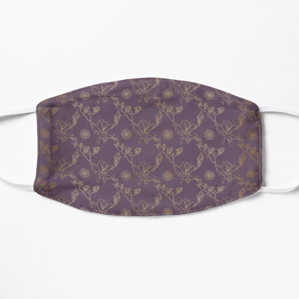 Magnolia And Daisy Seamless Pattern_Purple Flat Mask