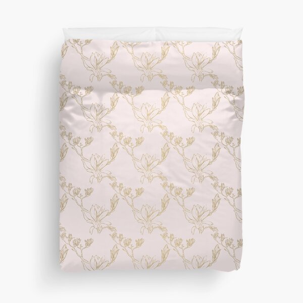 Nahtloses Pattern_Magnolia_Pfirsich Bettbezug