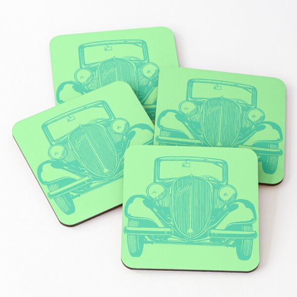 Item preview, Green retro car Fiat  color art designed and sold by artdragongift 15.