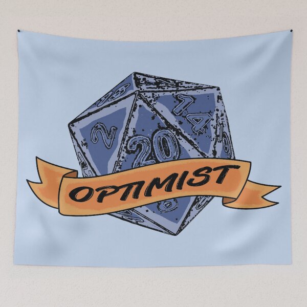 Item preview, optimist - D20 dice - funny nerd designed and sold by nerdy-northern.
