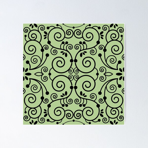 Item preview, Swirlygig Black on Soft Green Repeat 5748 designed and sold by Art in My Loft.