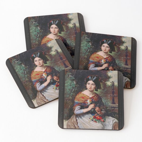 Item preview, A Girl With Flowers by József Borsos Remastered Xzendor7 Classical Art Old Masters Reproductions designed and sold by Xzendor7 Digital Art Creations.
