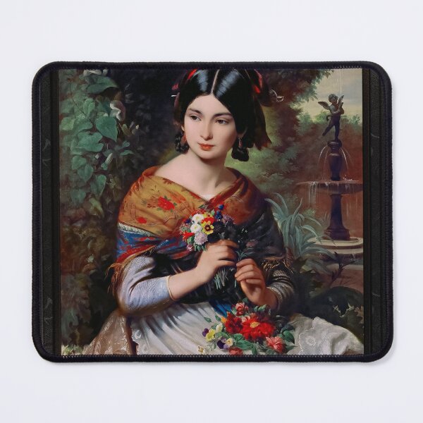 Item preview, A Girl With Flowers by József Borsos Remastered Xzendor7 Classical Art Old Masters Reproductions designed and sold by Xzendor7 Digital Art Creations.