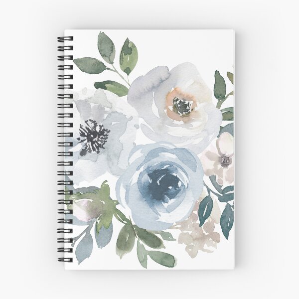 Item preview, Watercolor Dusty Blue Floral Graphics designed and sold by prabathmu.