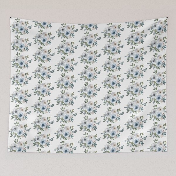 Item preview, Watercolor Dusty Blue Floral Graphics designed and sold by prabathmu.