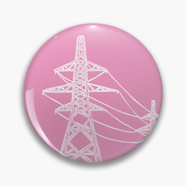 Item preview, Electricity Pylons Lino Print Silhouette in White and Pink designed and sold by Maddy Bennett.