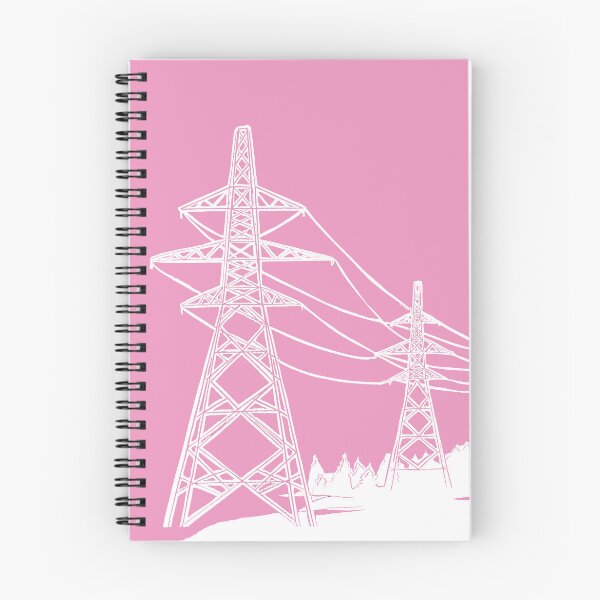 Artikelvorschau, Strommasten Lino Print Silhouette in Weiß und Pink entworfen und verkauft von Maddy Bennett.