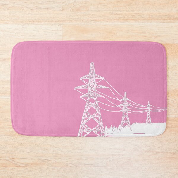 Item preview, Electricity Pylons Lino Print Silhouette in White and Pink designed and sold by Maddy Bennett.