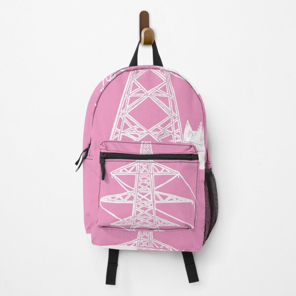 Item preview, Electricity Pylons Lino Print Silhouette in White and Pink designed and sold by Maddy Bennett.