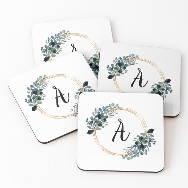 Artikelvorschau, Monogrammbuchstabe A | Lorbeeren mit Goldgrenzen entworfen und verkauft von JustSeasons.
