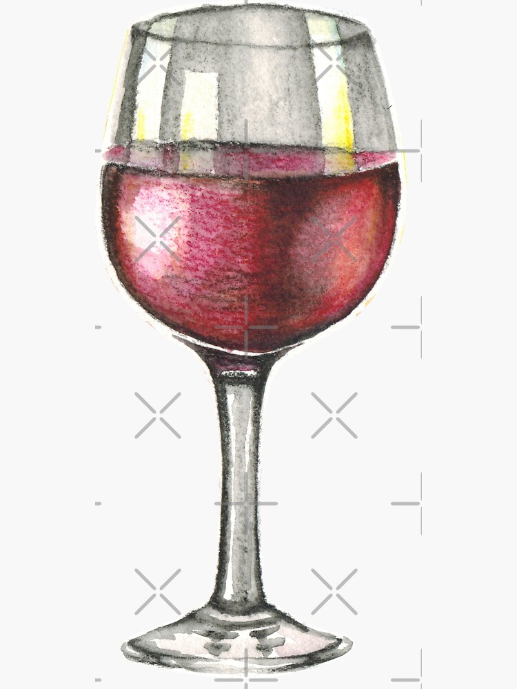 “Red Wine” Sticker by Katedesotoart | Redbubble