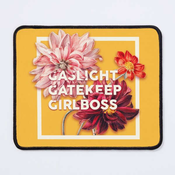 Item preview, Gaslight Gatekeep Girlboss 2 - Funny Live Love Laugh poke fun parody Ugly Holiday Sweaters | Gas light Gate keep Girl boss | Wine Mom meme Pet Mat Bandana  designed and sold by Any Color Designs.