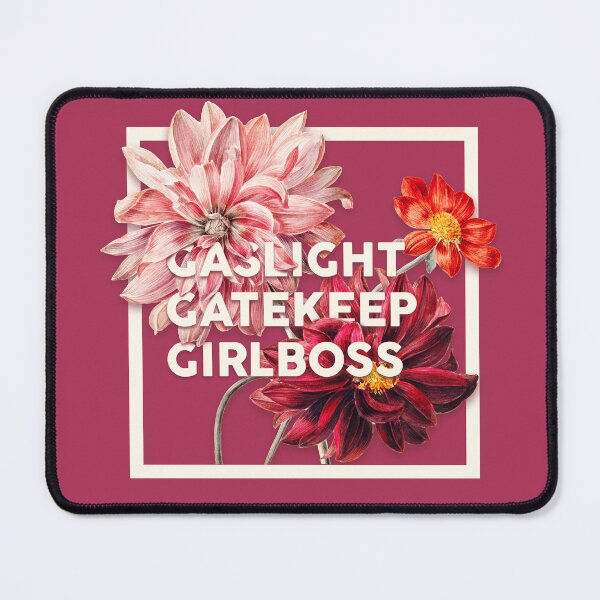 Item preview, Gaslight Gatekeep Girlboss - Funny Live Love Laugh poke fun parody Ugly Holiday Sweaters | Gas light Gate keep Girl boss | Wine Mom meme Pet Mat Bandana  designed and sold by Any Color Designs.