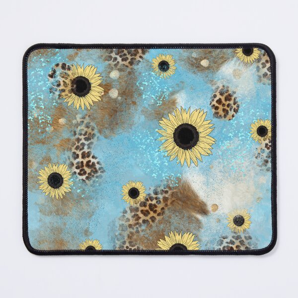 Item preview, Blue sunflower cowhide  designed and sold by SaintsPlace.