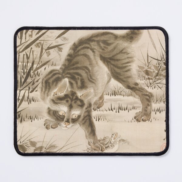 Item preview,  Japanese Cat Catching a Frog, Kawanabe Kyosai  designed and sold by Vintage Wall Art.