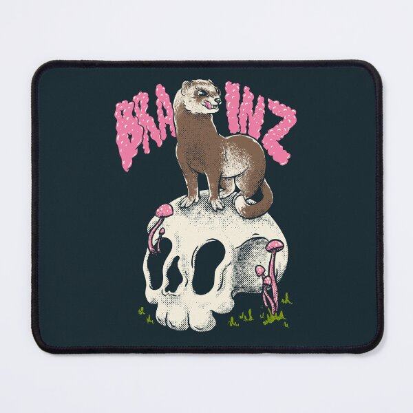 Item preview, Ferret - Brainz | Cute adorable furry creature ruthless killer Dook | Lowbrow art Vintage | forest woodlands cottagecore goblincore mushroom mushrooms fungus fungi plants plant vines animals animal designed and sold by Any Color Designs.