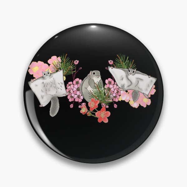 Item preview, Japanese dwarf flying squirrel and cherry blossom, black designed and sold by Naty Design Prague.