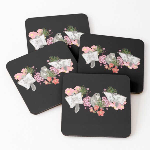 Item preview, Japanese dwarf flying squirrel and cherry blossom, black designed and sold by Naty Design Prague.