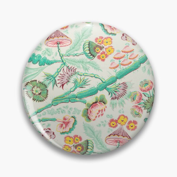 Item preview, Mushroom and Flowers Block Printed Pattern designed and sold by Vintage Wall Art.