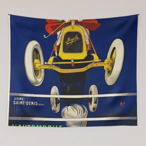 Item preview, L' AUTOMOBILE MAJOLA Crosses All Obstacles Without Flinching 1929 by Artist Mich Vintage Car Advertising Poster designed and sold by retroposters.