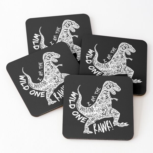 Item preview, I am the Wild One T-Rex Dinosaur White Silhouette Typography Art designed and sold by Cawaiico.