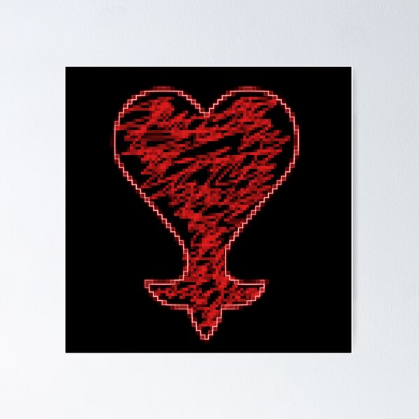 Vista previa del artículo con la obra «Heartless estilo 8bit de neón rojo», diseñado y vendido por findingNull.