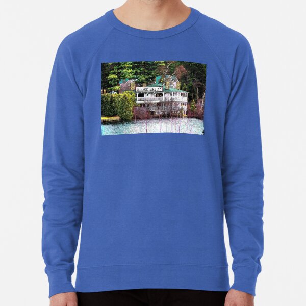 Crewneck Sweatshirt The Mountains are Waiting Cabin Pine Trees Lake