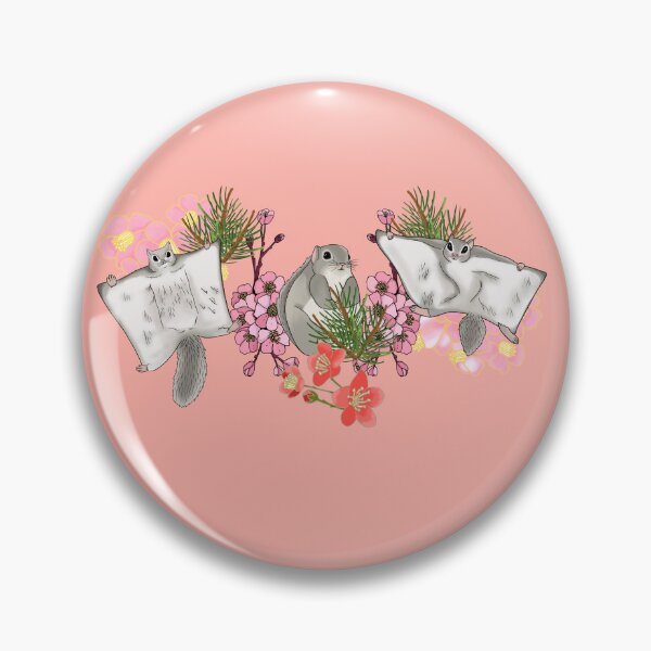 Item preview, Japanese dwarf flying squirrel and cherry blossom, peach bud designed and sold by Naty Design Prague.