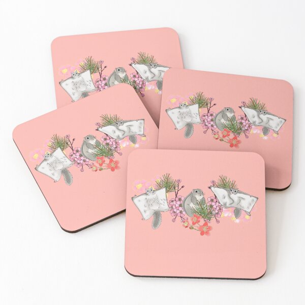 Item preview, Japanese dwarf flying squirrel and cherry blossom, peach bud designed and sold by Naty Design Prague.