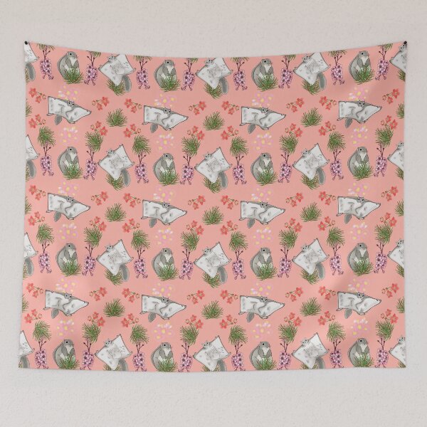 Item preview, Japanese dwarf flying squirrel and cherry blossom, peach bud designed and sold by Naty Design Prague.