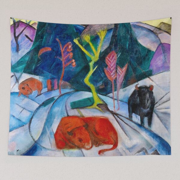 Item preview, Bison in Winter (Red Bison) by Franz Marc designed and sold by WonderweissStudio.