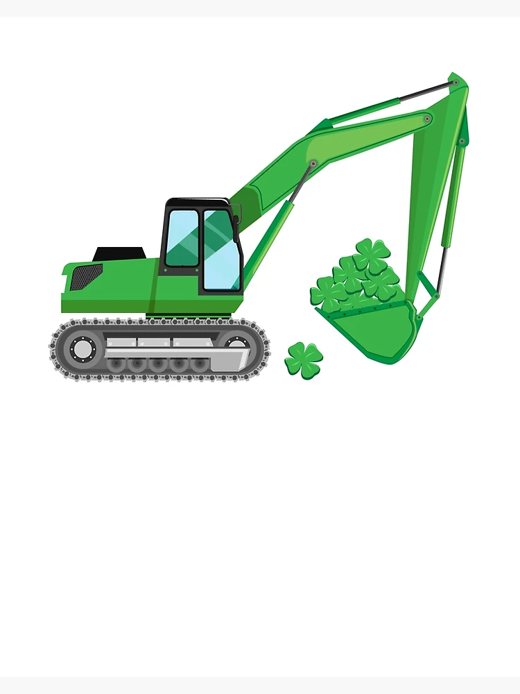 Imagen 2 de 2, Lámina rígida con la obra Loads Of Luck Excavator Construction Kids St. Patrick's Day Gear, diseñada y vendida por DynamicDesign.