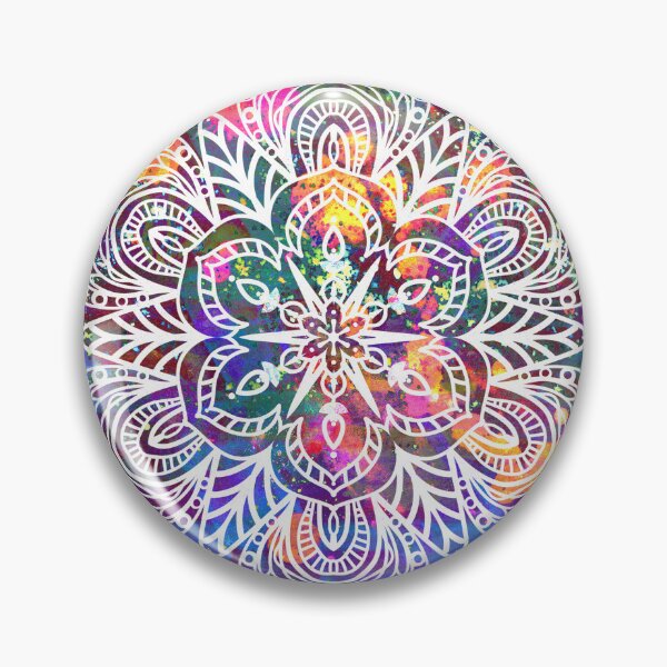 Item preview, White floral mandala with watercolor splashes background designed and sold by AleFairyland.