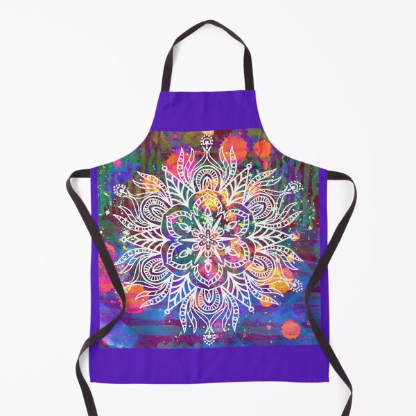 Item preview, White floral mandala with watercolor splashes background designed and sold by AleFairyland.