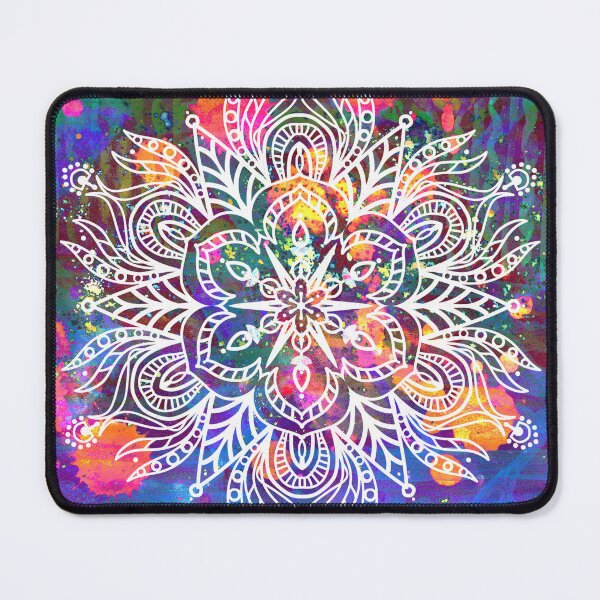 Item preview, White floral mandala with watercolor splashes background designed and sold by AleFairyland.