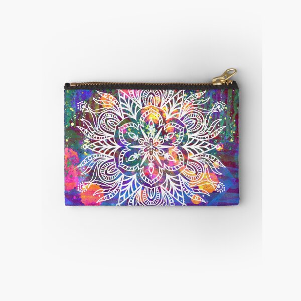 Item preview, White floral mandala with watercolor splashes background designed and sold by AleFairyland.