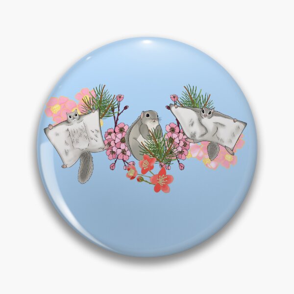 Item preview, Japanese dwarf flying squirrel and cherry blossom, sky blue designed and sold by Naty Design Prague.