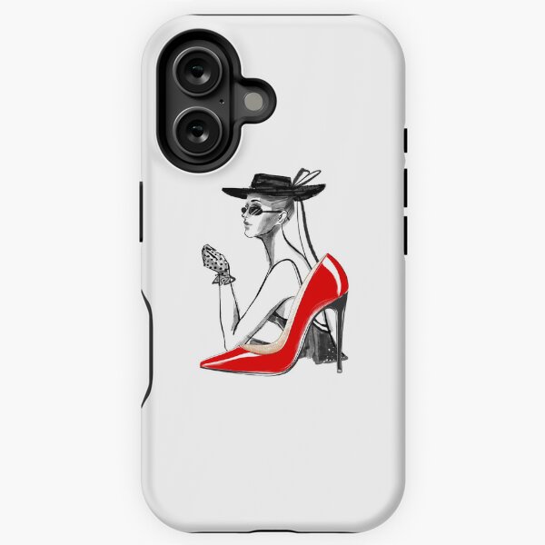 Item preview,  Elegant Red high heel shoes with minimalist vintage girl illustration designed and sold by HappyNoireArt.