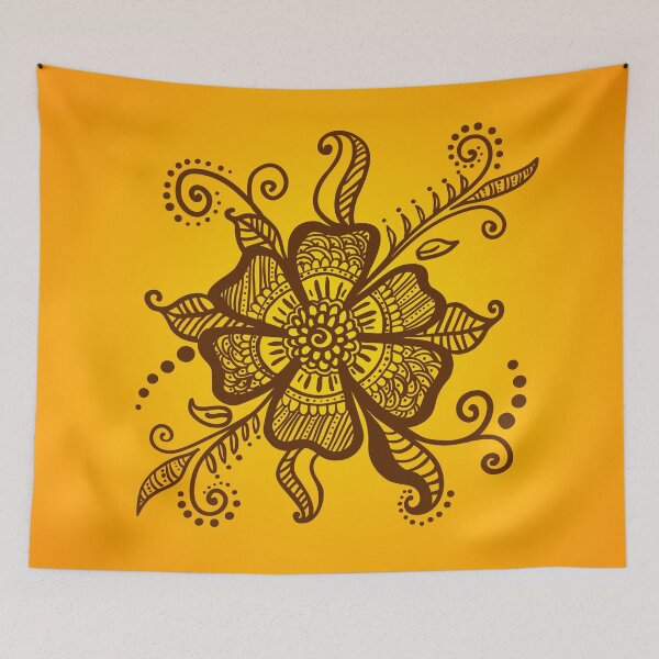 Item preview, Indian Henna mehndi tattoo flower on orange designed and sold by Slanapotam.