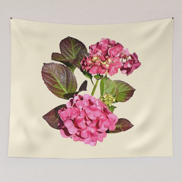 Artikelvorschau, Rosa Hortensie mit Blättern entworfen und verkauft von Susan Savad.