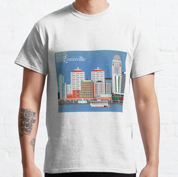 Louisville KY American Flag Skyline Distressed' Men's T-Shirt