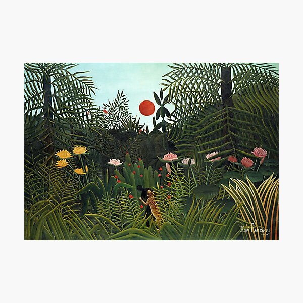 Item preview, Henri Rousseau's Virgin Forest with Sunset (1910) famous painting. Original from the Kunstmuseum Basel Museum. designed and sold by Jiksy.