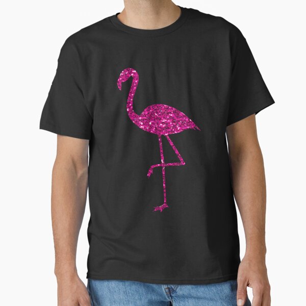 Flamingo Pink glitter faux sparkles black pattern (Photo of Glitter - Not Reflective) Classic T-Shirt