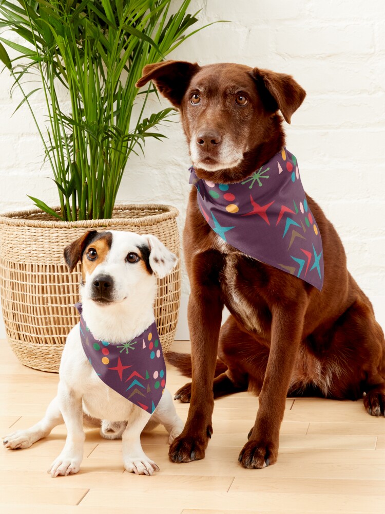 Alternate view of Atomic pattern purple mid century modern #homedecor Pet Bandana