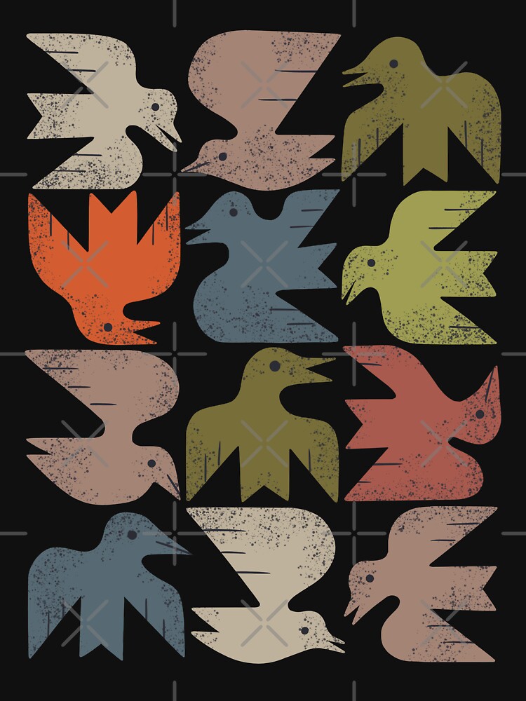Thumbnail 7 of 7, Classic T-Shirt, Midcentury Bird Grid designed and sold by rlthull.