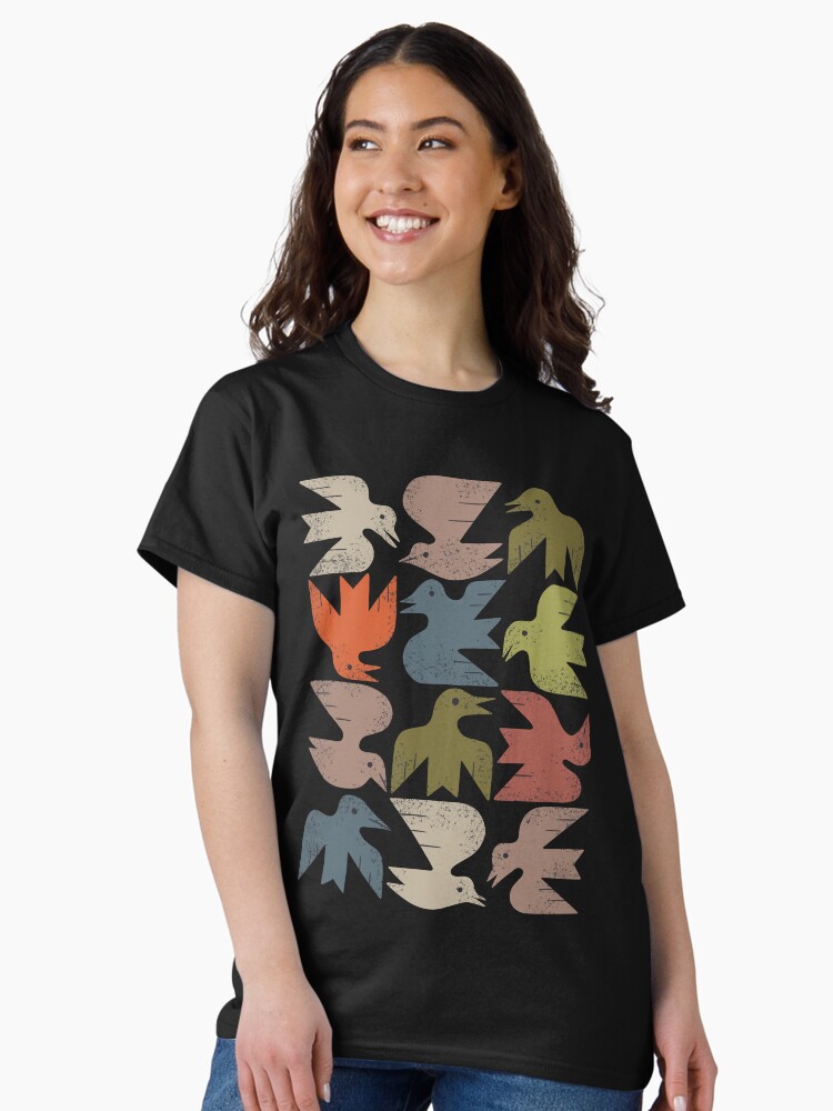 Thumbnail 2 of 7, Classic T-Shirt, Midcentury Bird Grid designed and sold by rlthull.